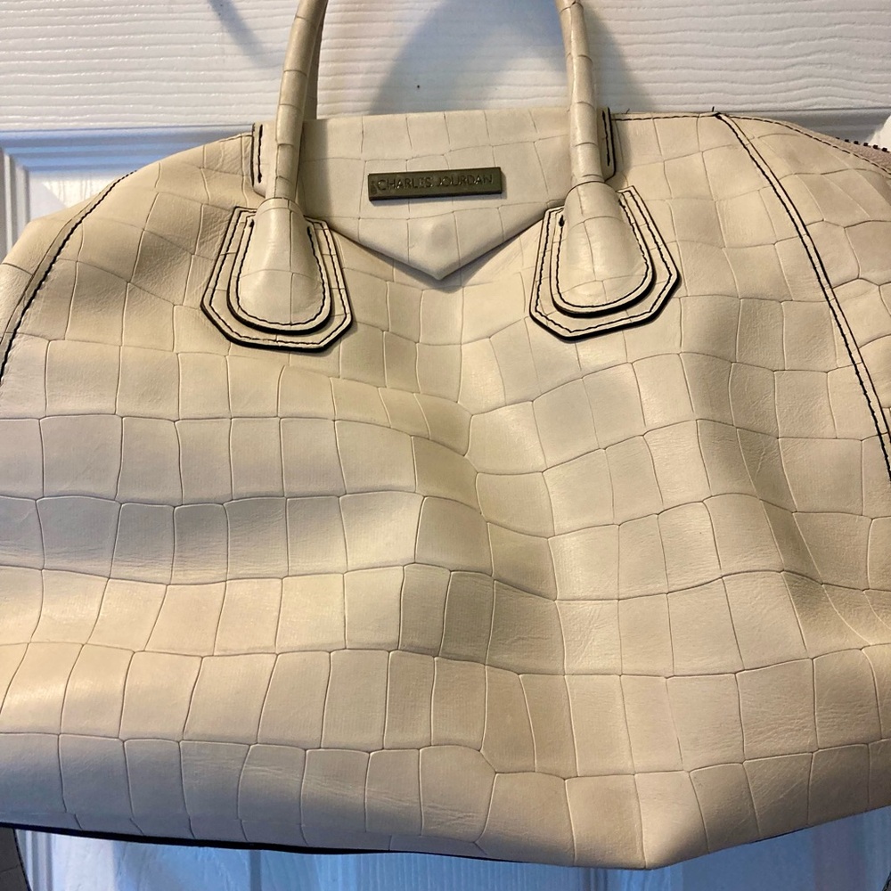 EUC~LEATHER Charles Jordan Stone color Shoulder bag